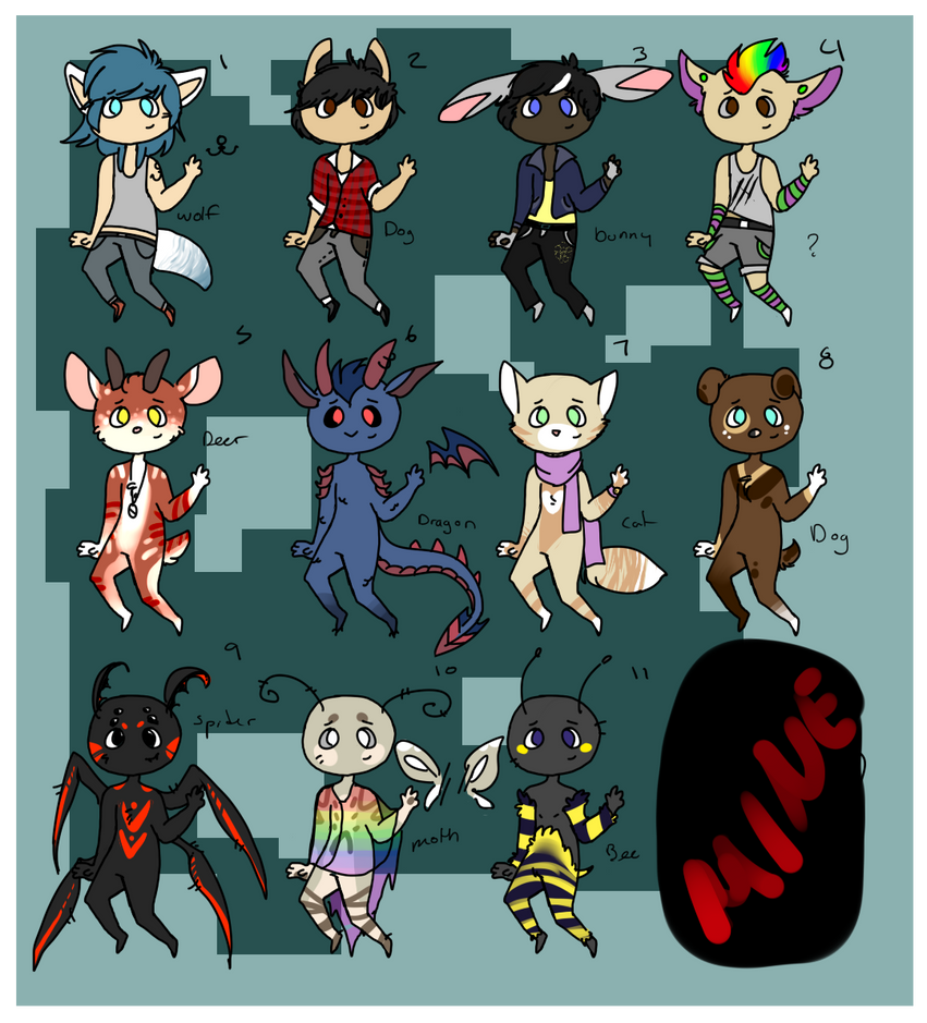 Adopt Batch Anthro/Furry/Bug by MeepinBloodeh on DeviantArt
