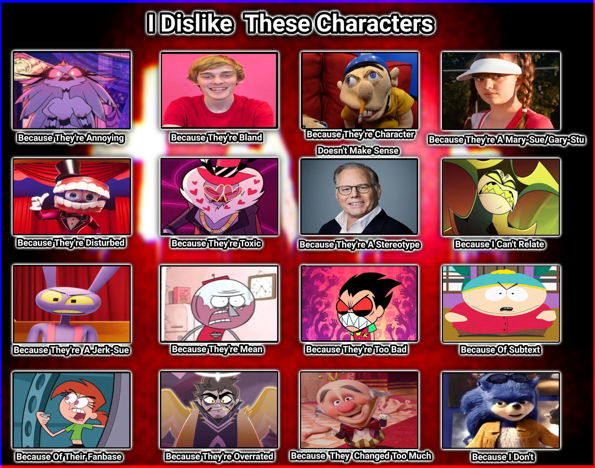 Dislight Characters I Dislike These Characters by JosephPlus2001 on DeviantArt