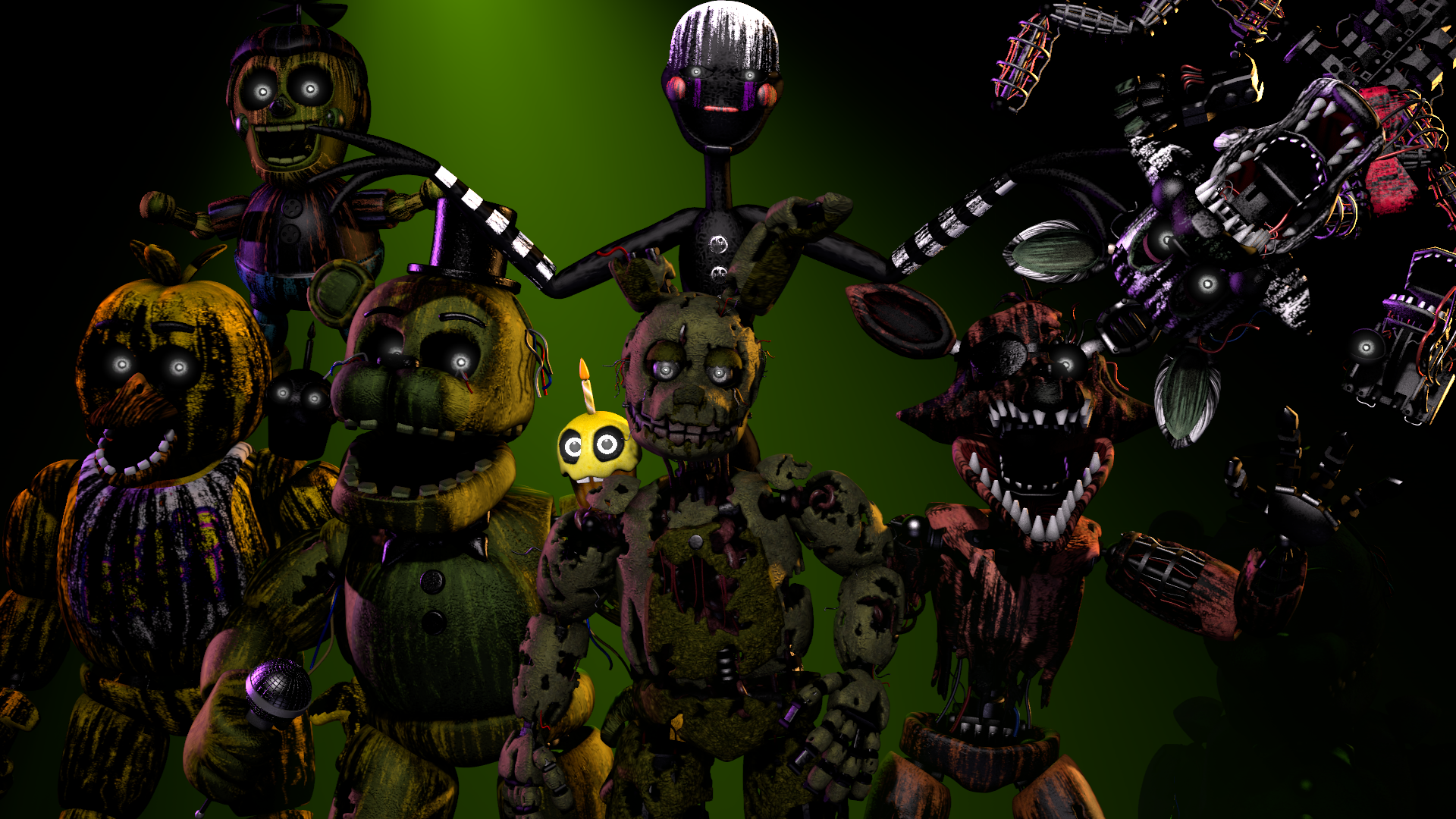 FNaF 3 Custom Wallpaper w/ Phantom Animatronics by AMikels1705 on DeviantArt