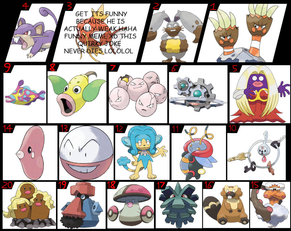 Lesser Pokemon Top 20 Least Favorite Pokemon by ArtBlaster9000 on DeviantArt