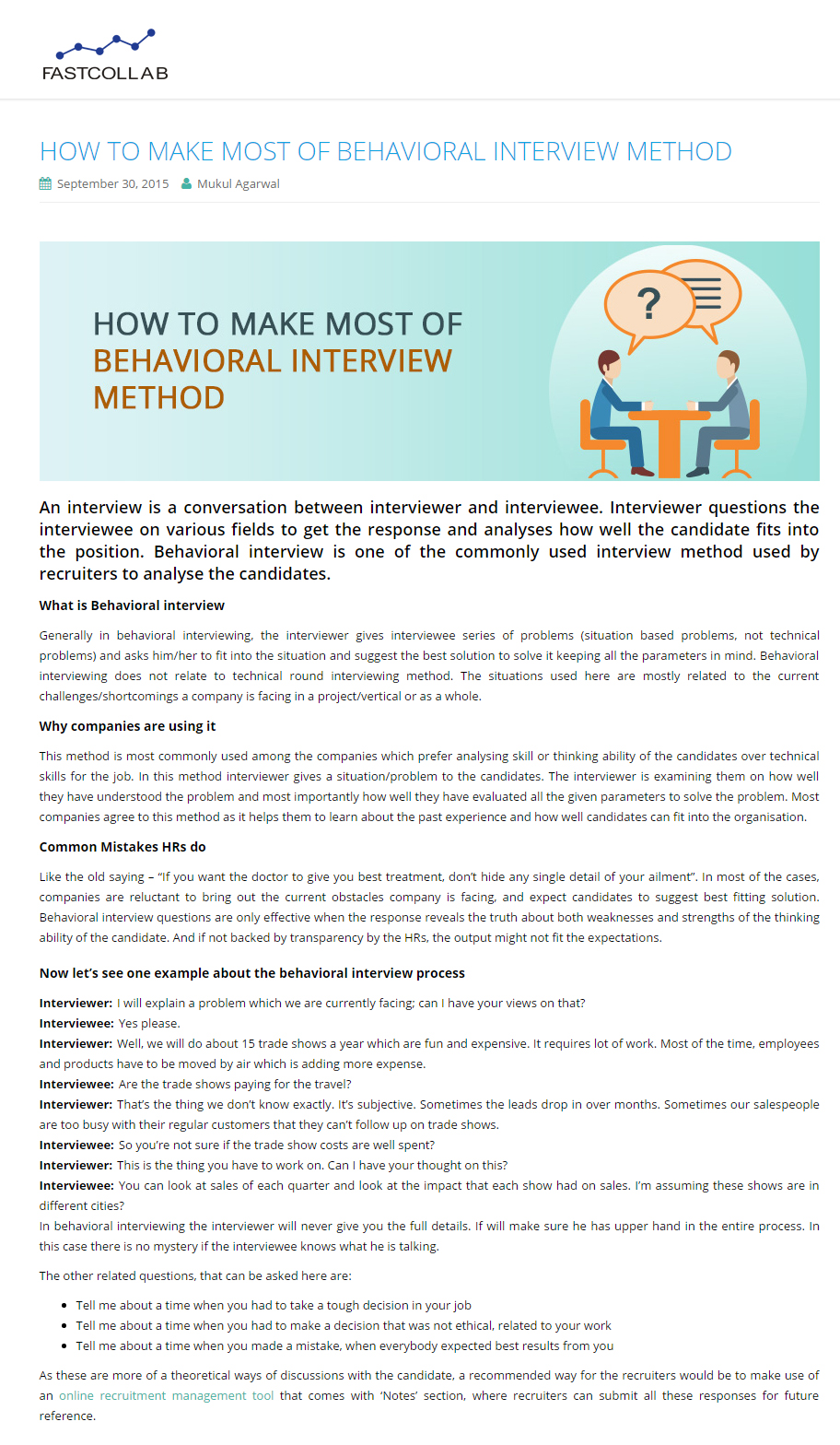 Behavioral Interview Methods How To Make Most Of Behavioral Interview Method by saikuppannagari on ...