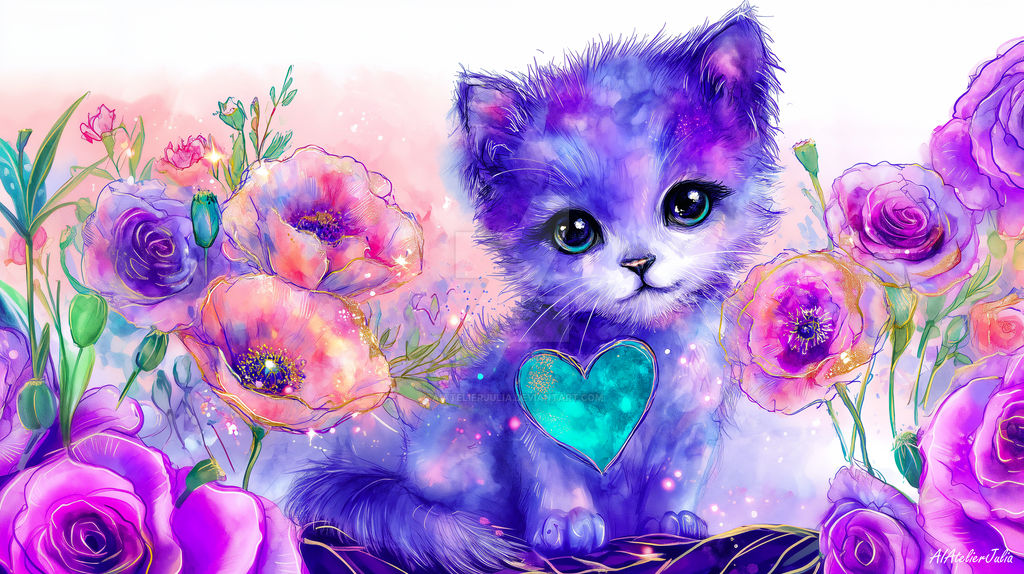 The Kitten With The Teal Heart