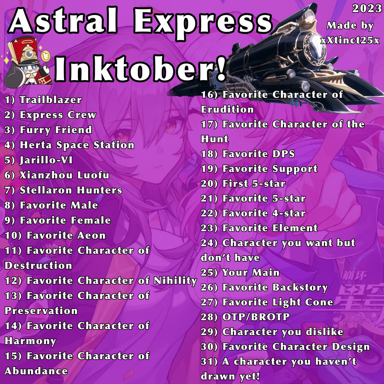 Fan Art of Characters from the Astral Express, Stellaron Hunters, and Herta  Space Station in Honkai: Star Rail