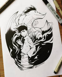 American Dragon Jake Long - Black Ink Artwork