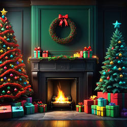 Text-merry-christmas-a-fireplace-decorated-for-chr