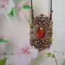 copper pendant with carnelian and agate