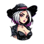 Gothic Witch Anime Girl with Purple Eyes and Spike