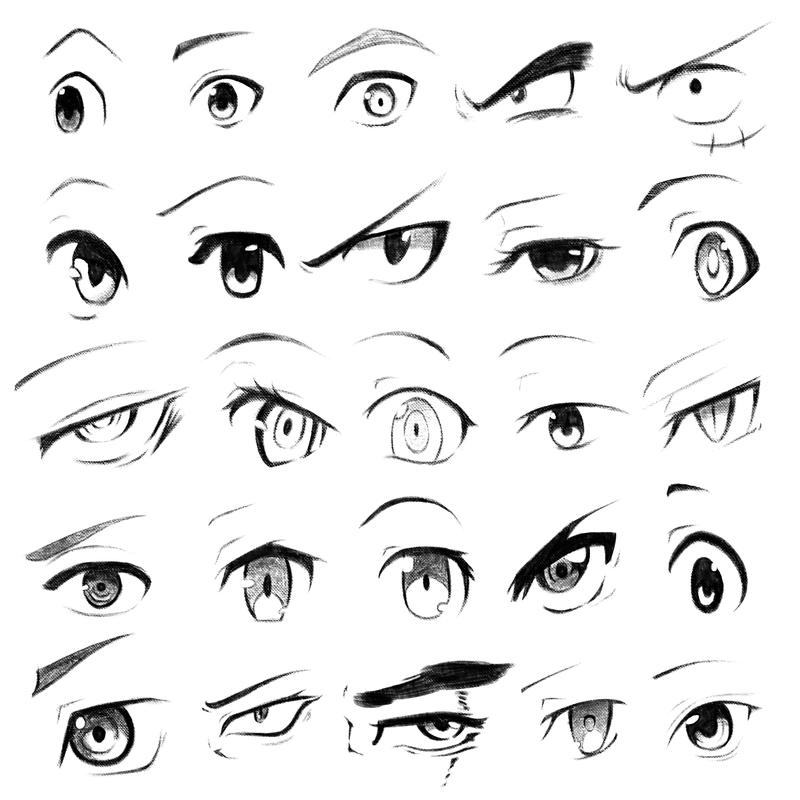 25 Manga eye warmup sketches