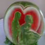bride and groom melon carving