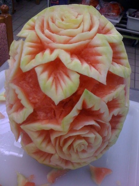 watermelon rose carving 3
