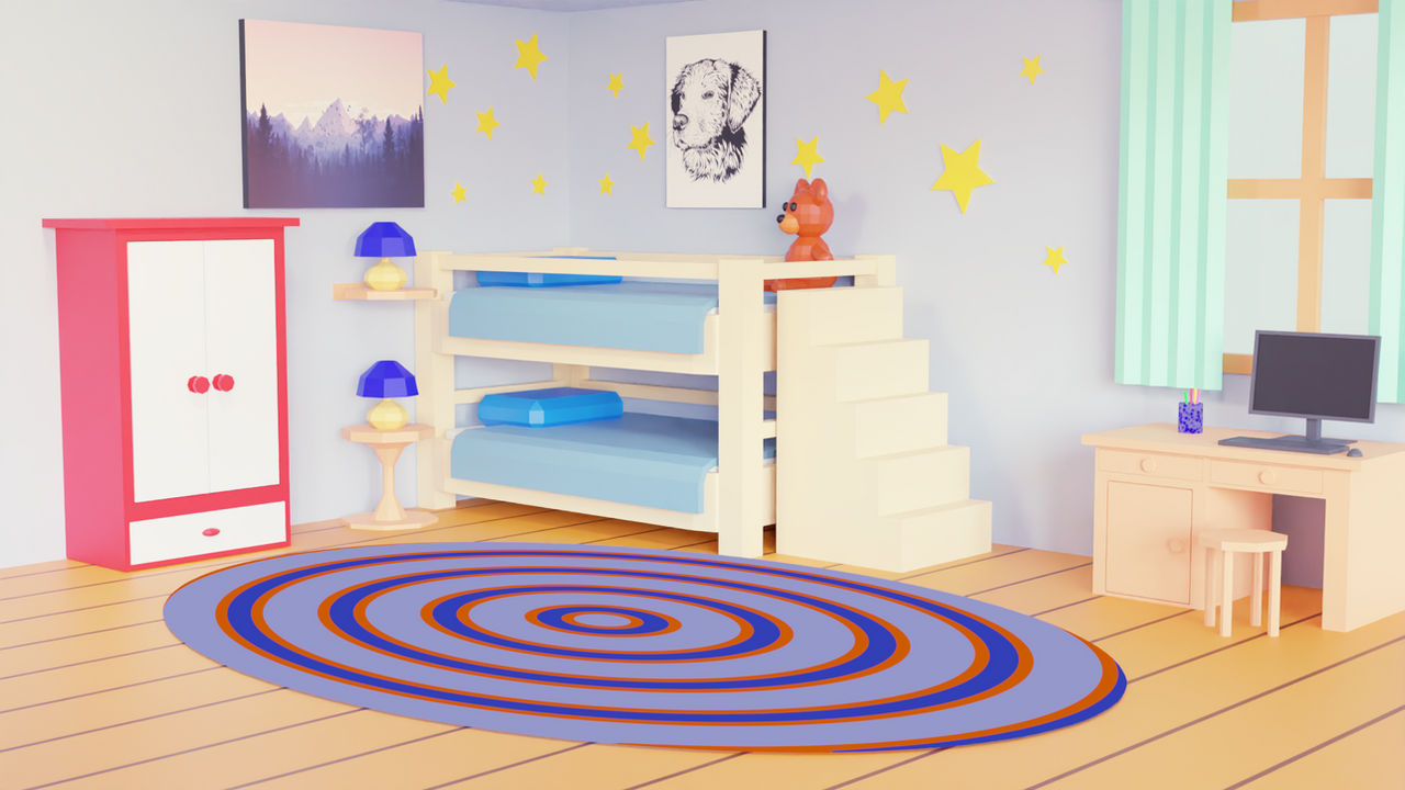 Low Poly Child Bedroom by NatureM0rte on DeviantArt