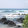 Hawaiian beach with lava rock