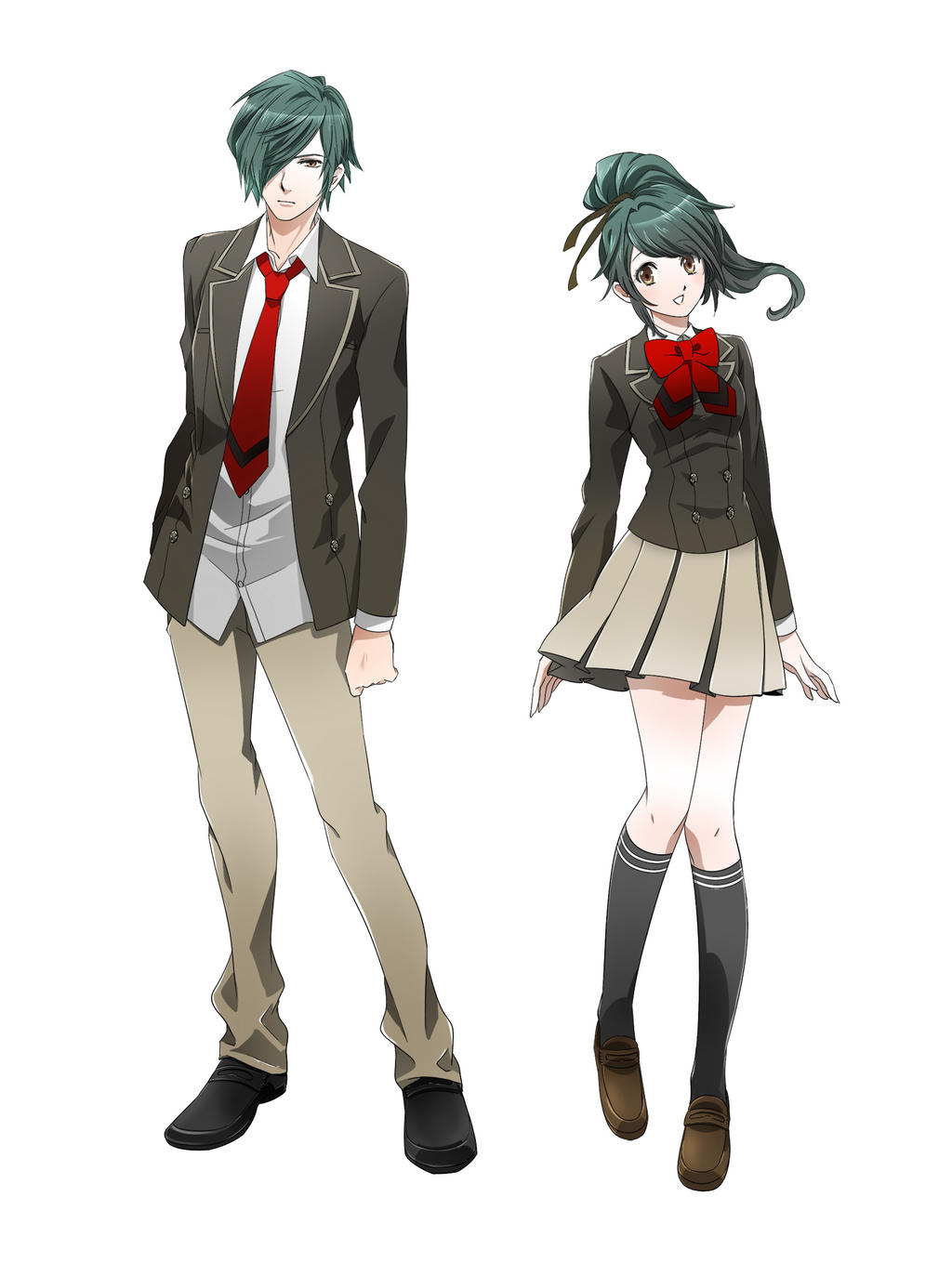 Anime-Style Male and Female School Student