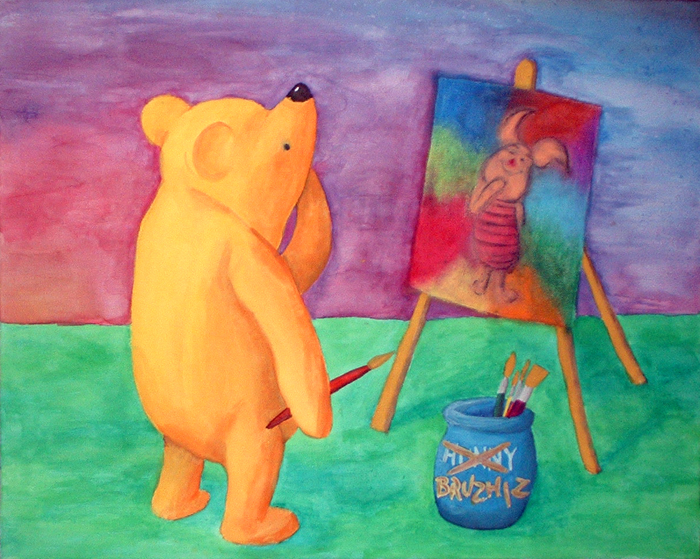 Winnie paints Piglet