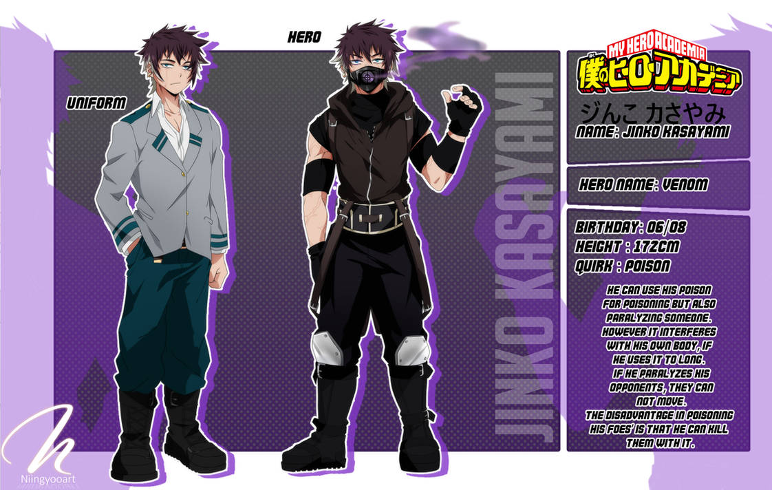 BNHA Character Sheet Jinko Kasayami by NiingyooART on DeviantArt.