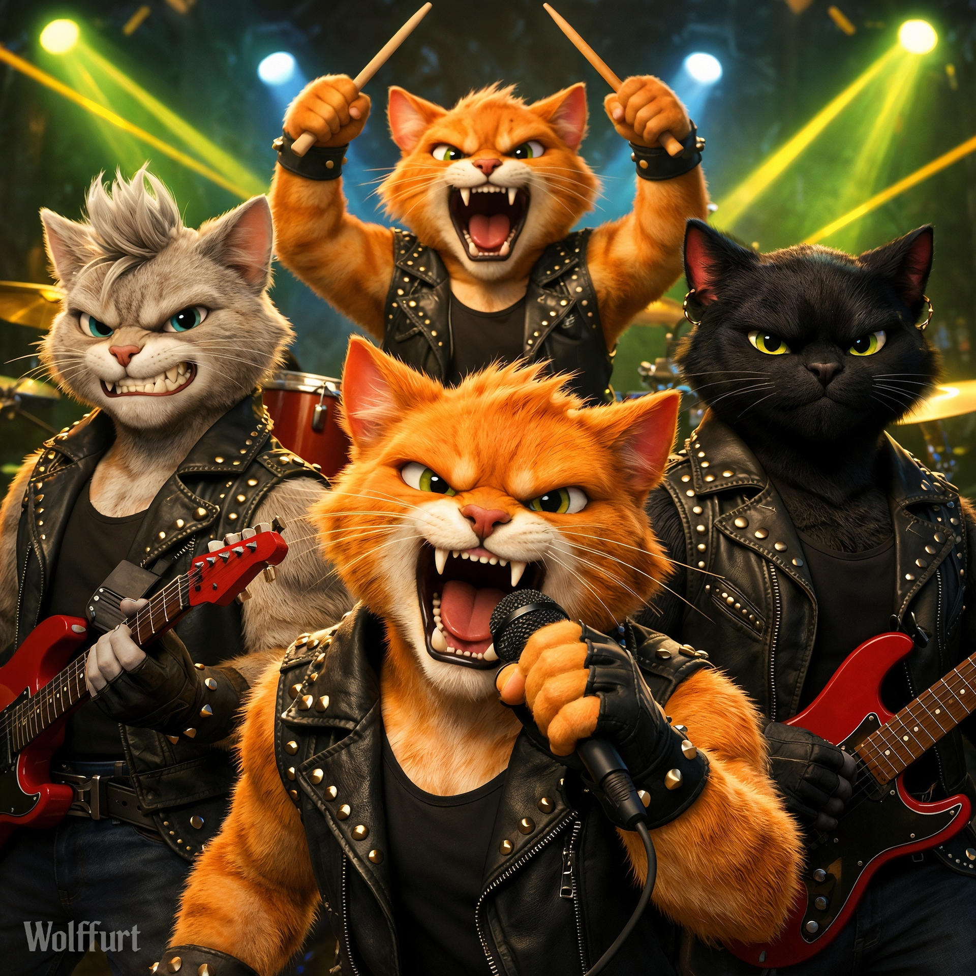 Punk Rock Cats (CGI) by Wolffurt on DeviantArt