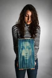 selfless: cyanotype on wood.