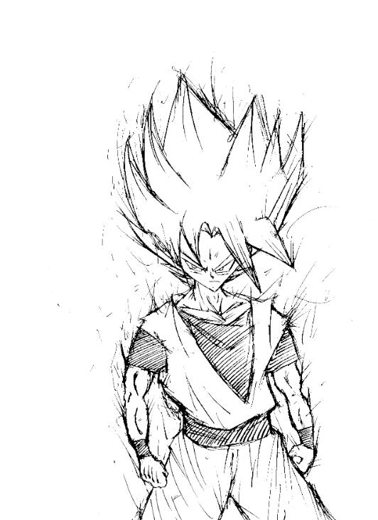 super saiyan goku rough Sketch