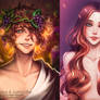 Commission: Greek Gods - Dionysus and Aphrodite