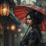 Crimson Shelter in the Ashen Rain