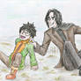 Harry and Snape outside 