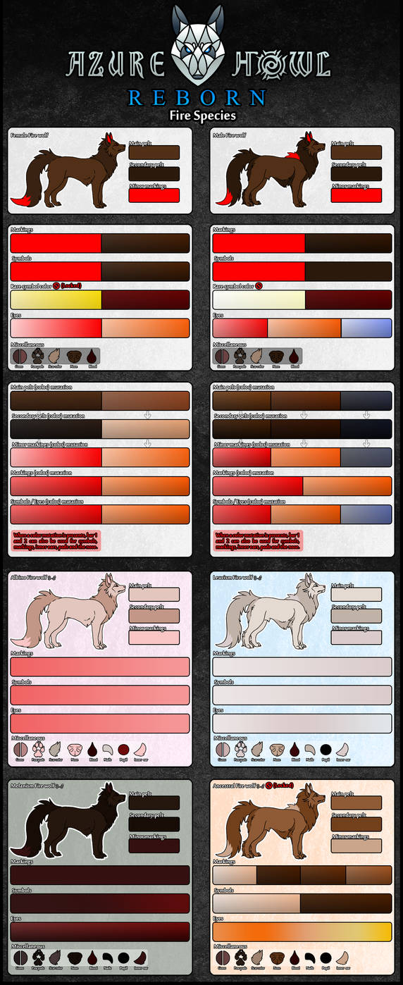 Fire Raven Color Fire species color chart by AzureHowlShilach on DeviantArt