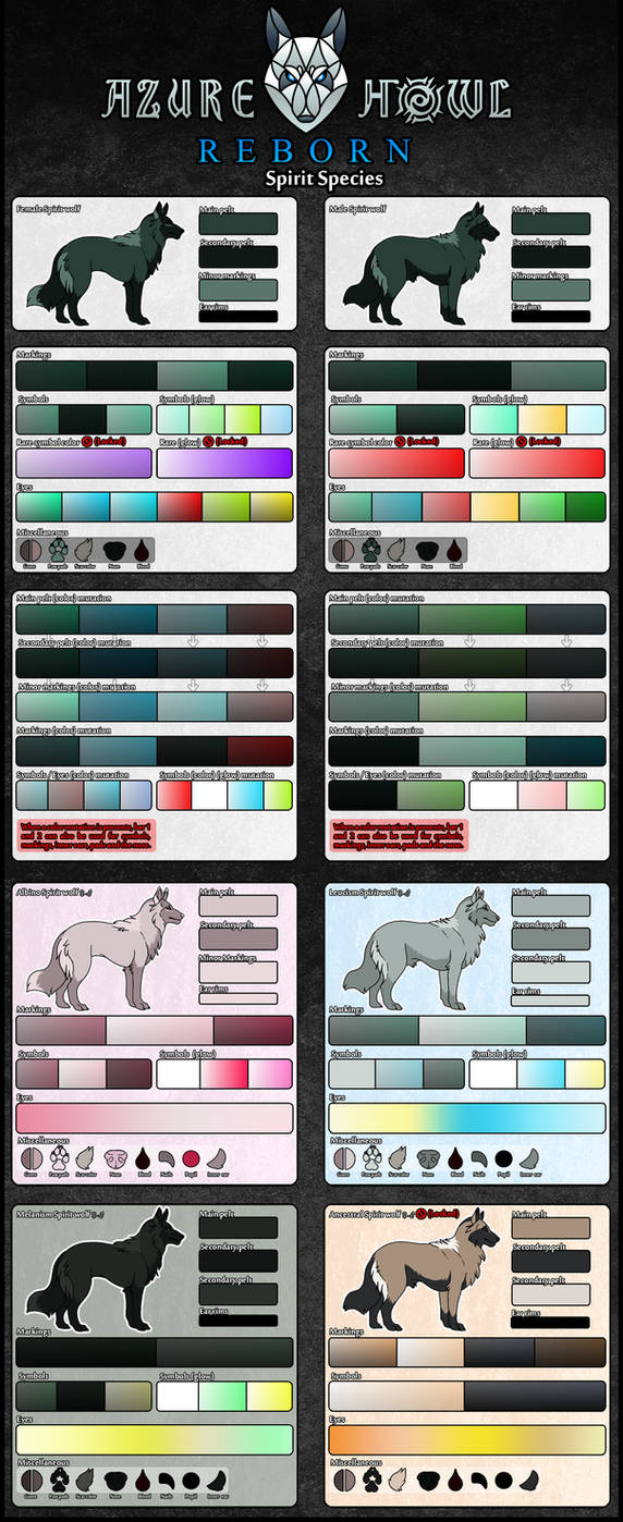 Spirit species color chart by AzureHowlShilach on DeviantArt