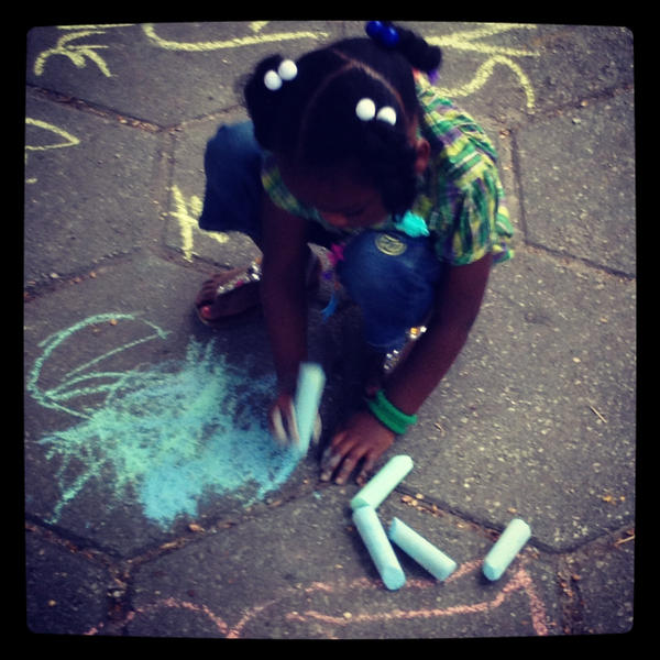 Brighten Up Broad - Blue Chalk Girl - Square