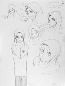 #Sketch 1: Practice on Hijab and Malay School Girl