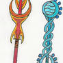 Fire Water staffs, colored