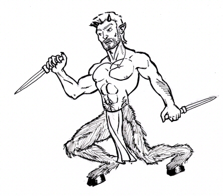 Satyr with two daggers