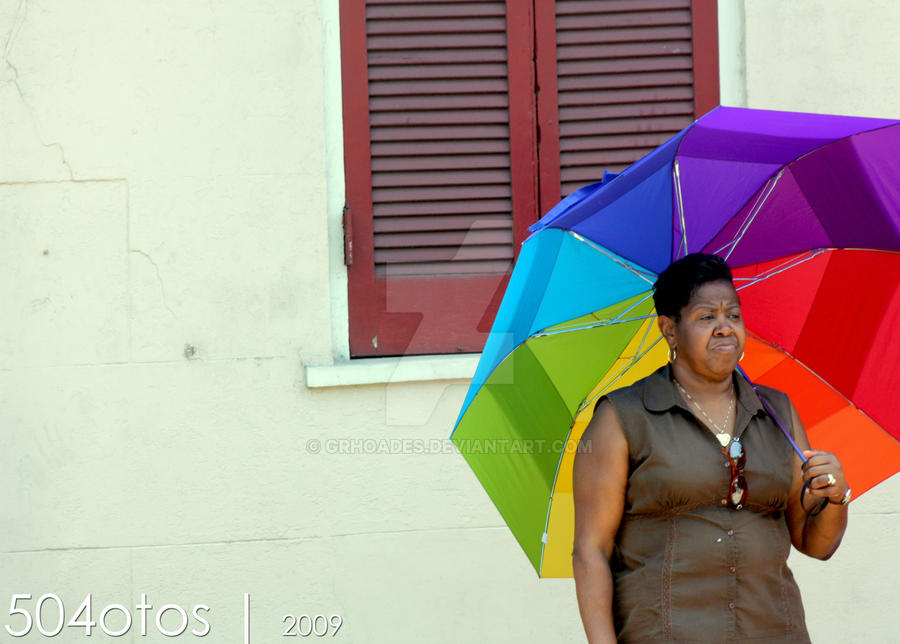 Rainbow Umbrella Lady