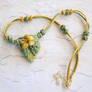 Golden Lily on Leaf necklace
