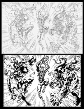 Mark Bagley's Spidey, Venom, Carnage, side-to-side