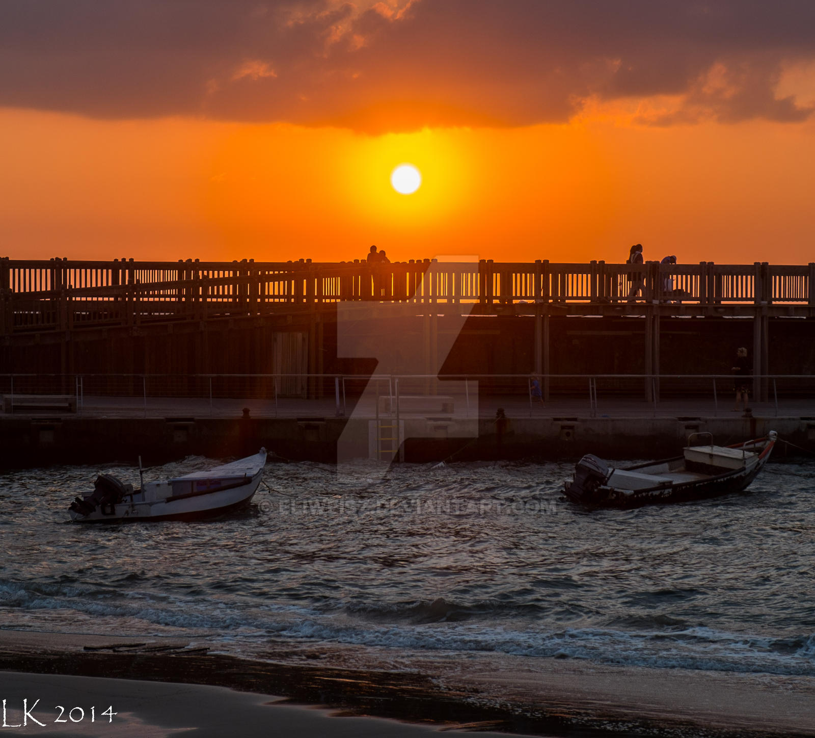 Tel Aviv Port. Boardwalk. Sunset