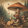 Ai girl sitting under mushroom