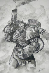 Iron Hands marine with a pistol