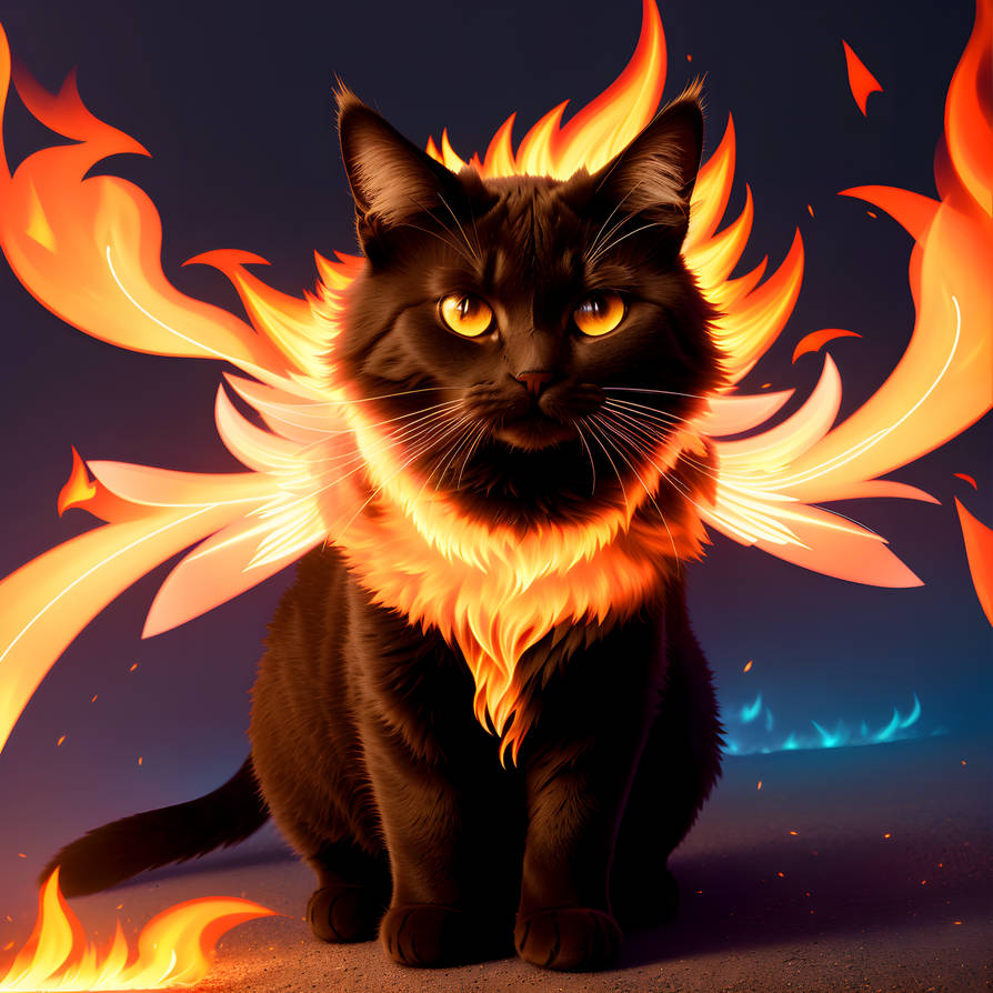 Fire Cat Running Fire Cat (Prompt included) by poisenbery on DeviantArt