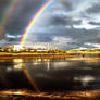 Kirkudbright Harbour: boat+rainbow
