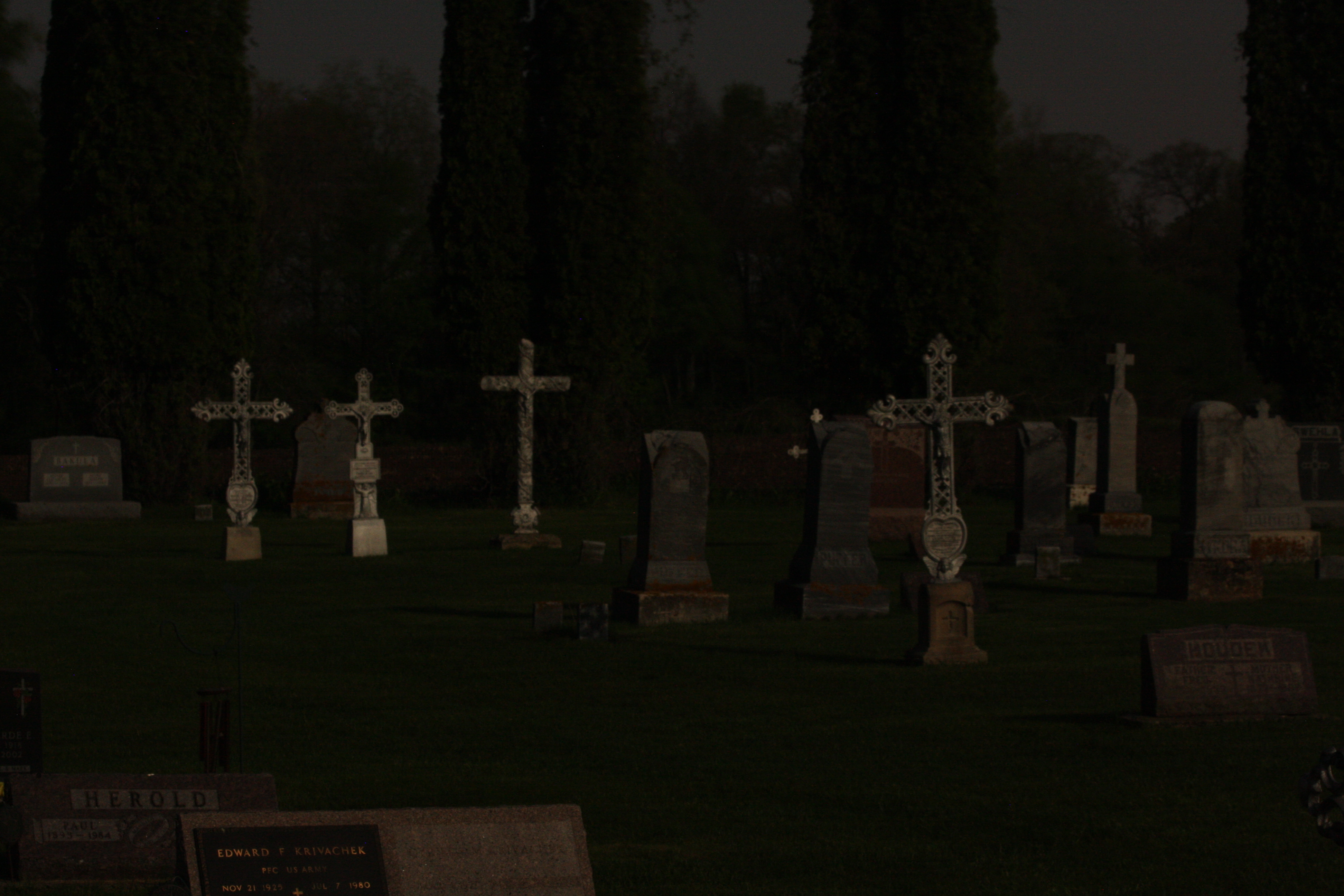 Cemetery at Midnight in a Full Moon