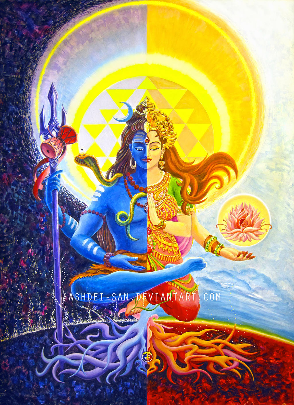 Shiva and Shakti (Ardhanarishvara) by Ashdei-san on DeviantArt