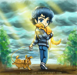 Will Graham chibi with dogs