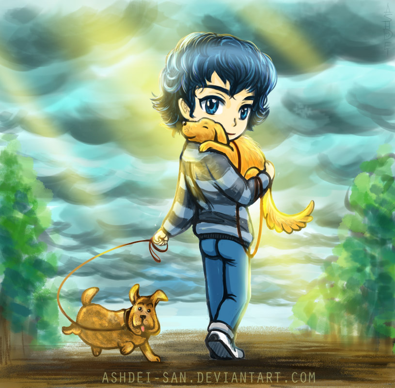 Will Graham chibi with dogs