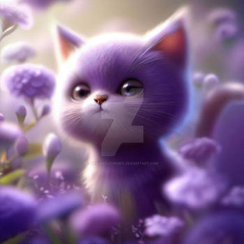 Purple digical cat Art 0008