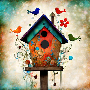 Whimsical Birdhouse Sanctuary 545437guj