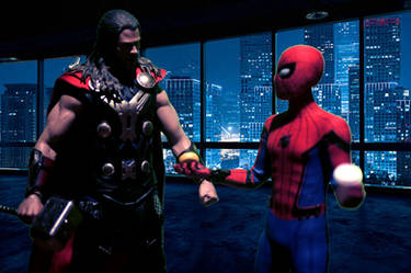 Spidey trying to have a conversation with Thor.