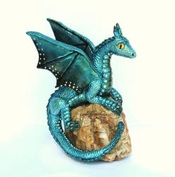 Blue Morpho Dragon on Petrified Wood