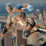 Flying Man over Neon City 3