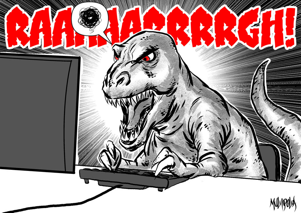 Frustrated T-Rex typing by BloodySamoan on DeviantArt