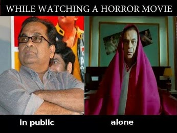 Watching a horror movie